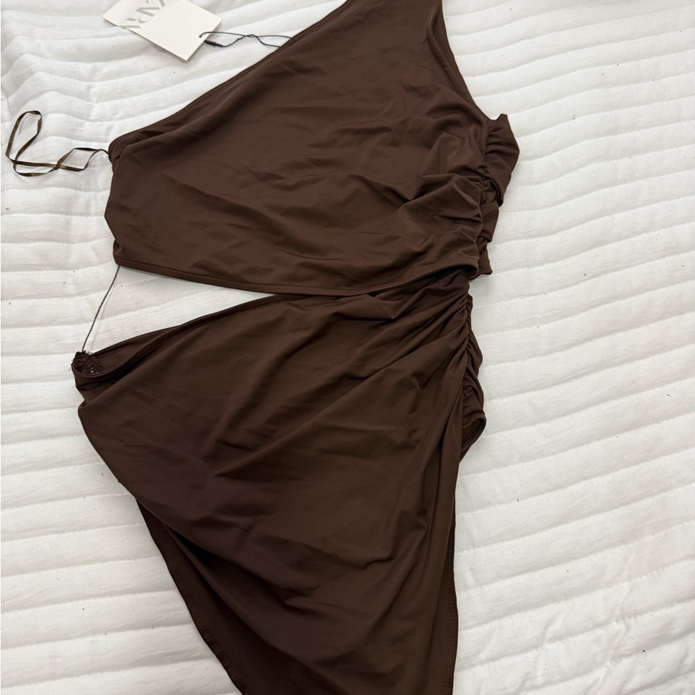 Elegant Brown Asymmetrical bodysuit